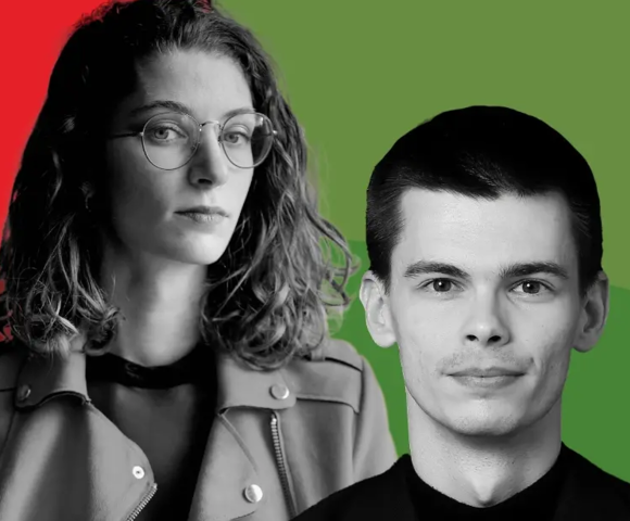 Promotional graphic for the 8th Festival of Romantic Compositions, ‘Elsner and His Successors’. Against a green and red background are black-and-white portraits of a woman wearing glasses and a man. The festival takes place at the Royal Łazienki Museum in Warsaw from 28 August to 2 September 2026.
