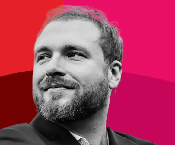 Promotional graphic for the 8th Festival of Romantic Compositions, ‘Elsner and His Successors’. Against a red and pink background is a black-and-white portrait of a smiling, bearded man wearing a jacket. The festival takes place at the Royal Łazienki Museum in Warsaw from 28 August to 2 September 2026.